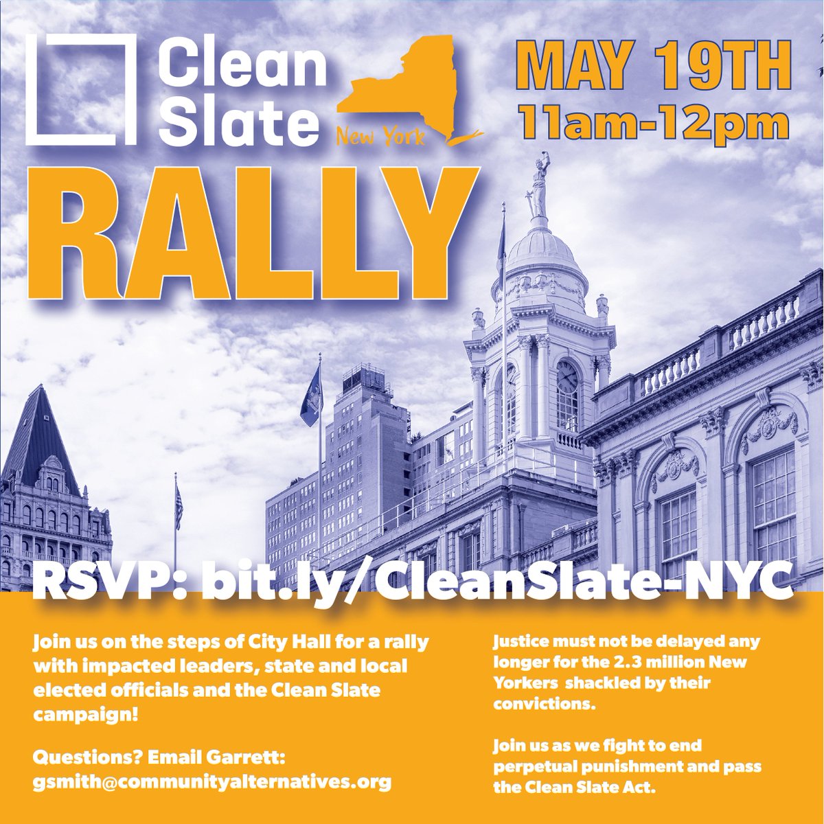TOMORROW 11am: JOIN US at City Hall in support of the #CleanSlateNY campaign. RSVP Link: docs.google.com/forms/d/e/1FAI…