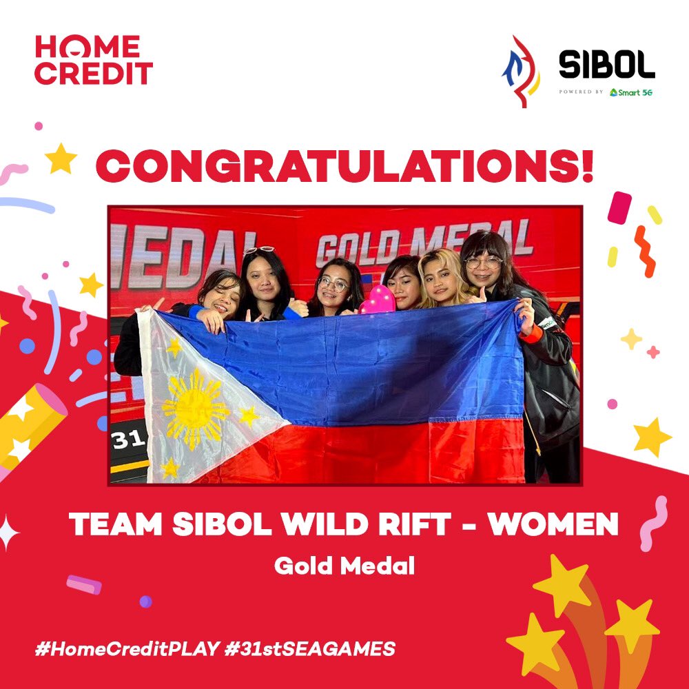 homecreditph's tweet photo. 🏆 UNANG GINTO PARA SA TEAM SIBOL! 🏆

Maraming salamat sa pagtaas sa bandera ng Pilipinas, Team SIBOL Wild Rift - Women! We are proud of you, ladies! 👏🏼 #31stSEAGAMES #HomeCreditPLAY https://t.co/0SkEVG5z4I