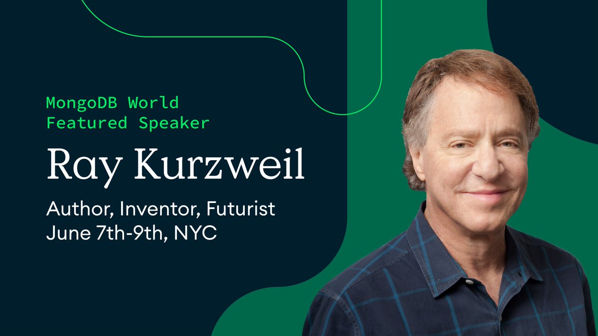 MongoDB's tweet photo. 📣 This just in! Ray Kurzweil—author, inventor, entrepreneur, and futurist—will be our featured keynote speaker at #MDBW22, a conversation not to be missed. 

Register today → https://t.co/CmWadFqnHi https://t.co/f1e23lT1cd