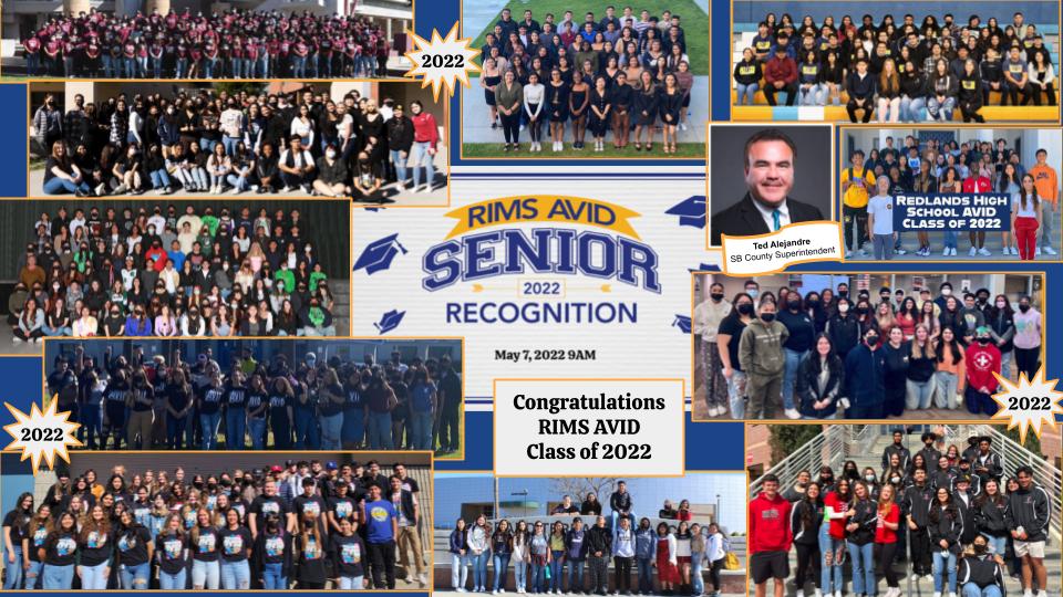 RIMSAVID's tweet photo. AVID Seniors: Graduation is just around the corner. Despite all the obstacles thrown your way, you stayed determined and persevered! We are so very proud of you. You will do great things! Thank you for being part of our #AVIDFamily. Congrats!
#ThisIsAVID #SeniorRec #Classof2022 https://t.co/sysKeDMIrp