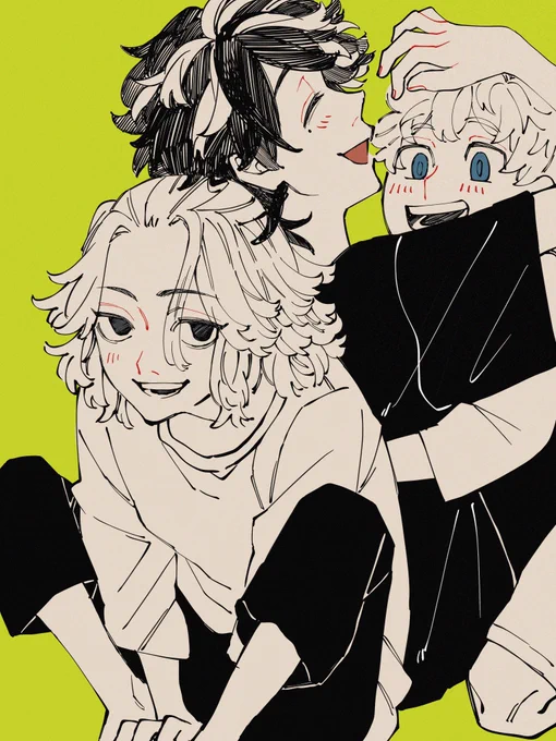 ドミノ🔑🐯🎋
🎋「一虎くんドーーン!!」
🐯「うわっとなになにタケミチ?!じゃあ俺はマイキーにドーーン!!」
🔑「ギャッ!なんだよおまえら〜おめーよ」 