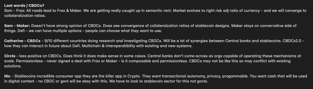 analyticalali's tweet photo. Stablecoin talk @blockworks #Permissionless2022 conference with @nic_carter @samkazemian @hexonaut @catgu_ and @reginatto

> Luna / UST
> Types of #Stablecoins
> Regulation
> Collateralization Ratios
> CBDCs

@CastleIslandVC @MakerDAO @circlepay @Visa @fraxfinance https://t.co/In4GdVkc8s