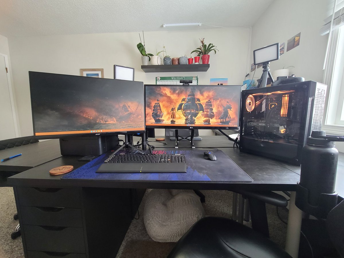 ncjoly1's tweet photo. @JayzTwoCents Double desk set up for the wife and I

All IKEA desks

PC Specs:
R7 5800x
RTX 2060
Aorus B450 Pro WiFi Mobo
32gb 3200mhz Memory
2 TB NVMe + 4 TB HDD

#jaywhatdoyouthinkmay2022 https://t.co/m4rbCMKXAQ