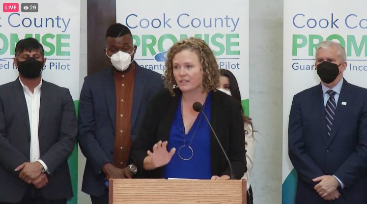 EconomicSecProj's tweet photo. @nataliefoster ESP Co-chair @nataliefoster: “The ability to write one's own story – that's the promise of a #guaranteedincome, and that's the #CookCountyPromise.” https://t.co/WkoVTmyJrf