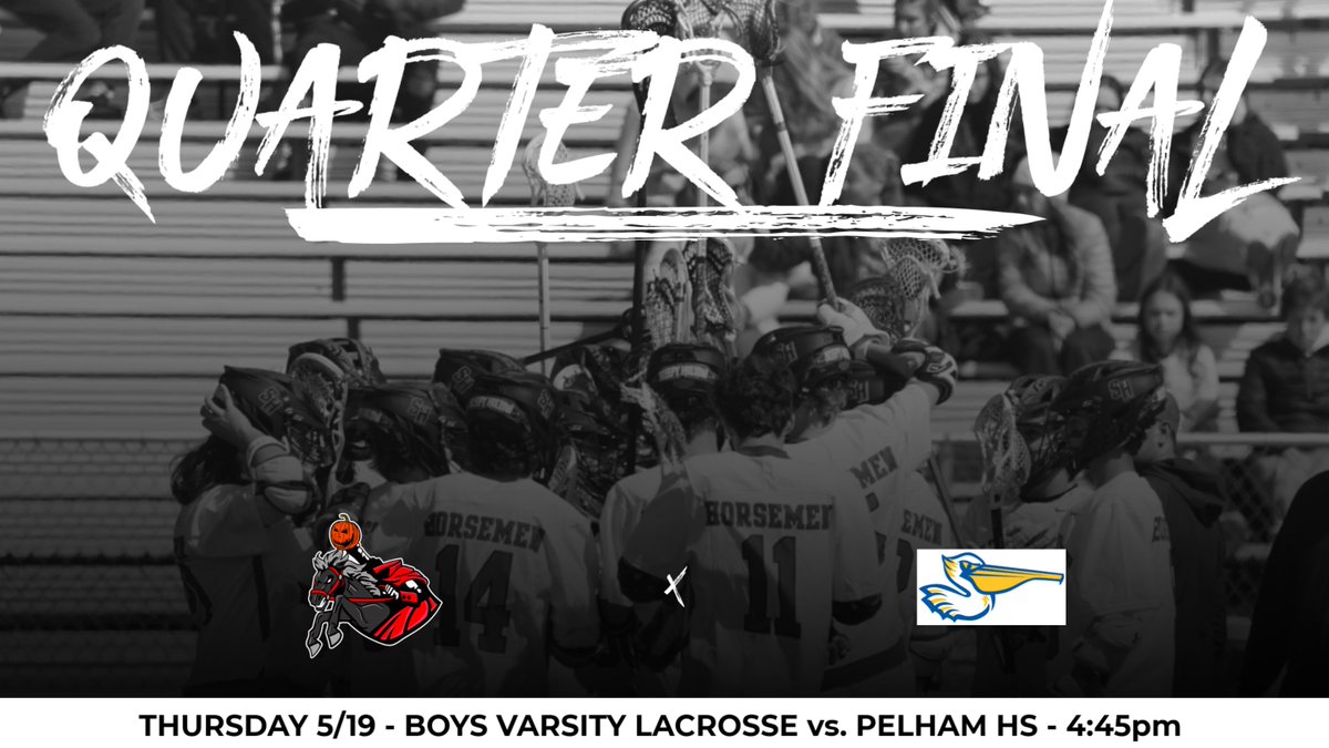 <a href="/HorsemenLAX/">Sleepy Hollow Lacrosse</a> will host <a href="/PMHSLacrosse/">Pelham Varsity Lax</a> tomorrow 5/19 in the <a href="/SecOneAthletics/">Section I Athletics</a> Class C Quarter.  Faceoff at 4:45pm.  <a href="/locallivenet/">LocalLive</a> 🔗 events.locallive.tv/events/81836 Go Horsemen!  <a href="/SHHSNY/">Sleepy Hollow High School</a> @SHHS_STRENGTH <a href="/LoHudLacrosse/">lohud lacrosse</a> <a href="/KDJmedia1/">Kevin Devaney Jr.</a>