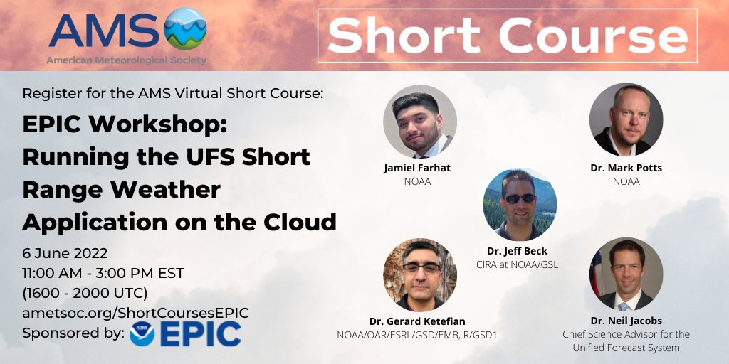 noaaepic's tweet photo. Registration is FREE for all!
Students, members and non-members, sign up for the virtual @ametsoc Short Course: Running the UFS Short Range Weather Application on the Cloud on June 6 - presented by EPIC
https://t.co/xOAGRfMOlB
#UFSCommunity #NOAAEPIC https://t.co/3VwS8cyFdX