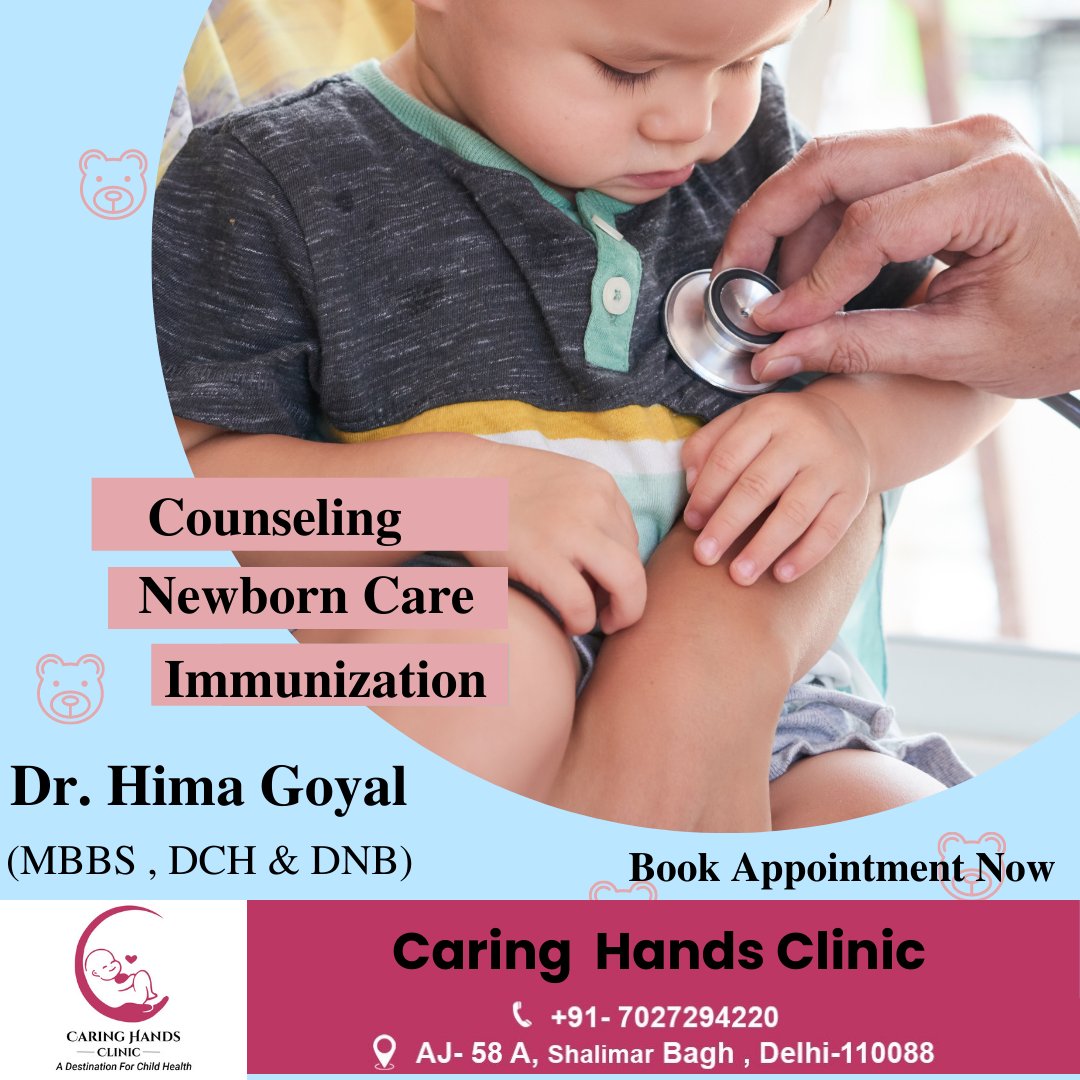 caring_hands's tweet photo. Concerned about Your Child's Health or need an expert's help for your Child.
Connect Today with Dr. Hima Goyal (Newborn &amp; Child Specialist)
For further Details &amp; Enquiries 
Contact-7027294220
Address-AJ-58 C Shalimar Bagh, Delhi 110088
#drhimagoyal #vaccination #caringhandsclinic https://t.co/Lto8eKBAnM