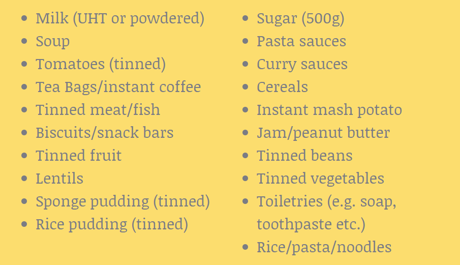 If you're able to donate unopened and in-date food, St Mary’s Hornsey Rise, Ashley Road is open for donations 12 - 3pm Monday-Friday. This is a non-exhaustive list of items we need, and we are also grateful for toiletries and nappies. Thank you!