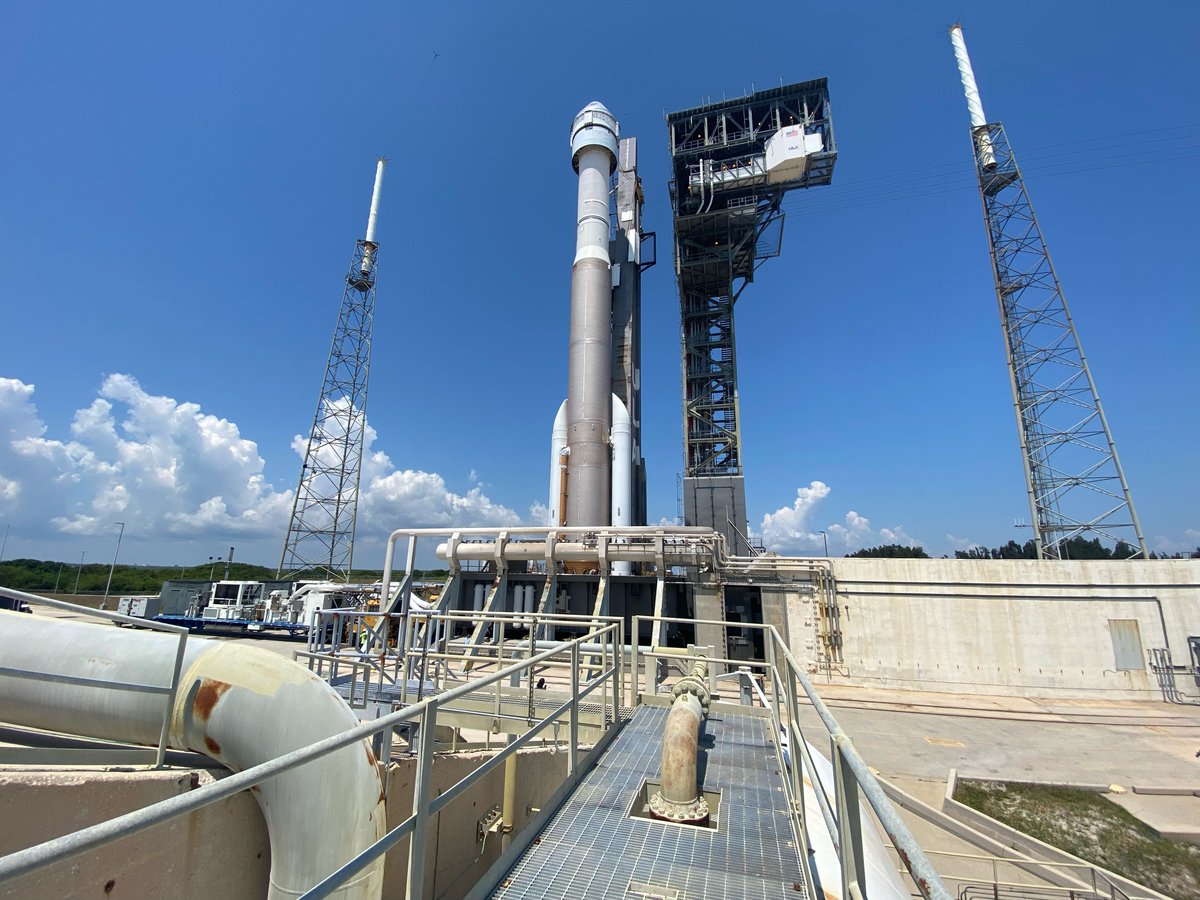 Thursday's precise liftoff time has been established for #AtlasV to send #Starliner capsule on its journey to the <a href="/Space_Station/">International Space Station</a>. Based on latest calculations of when the station's orbital plane passes over the pad, launch will occur at 6:54:47 p.m. EDT (2254:47 UTC).