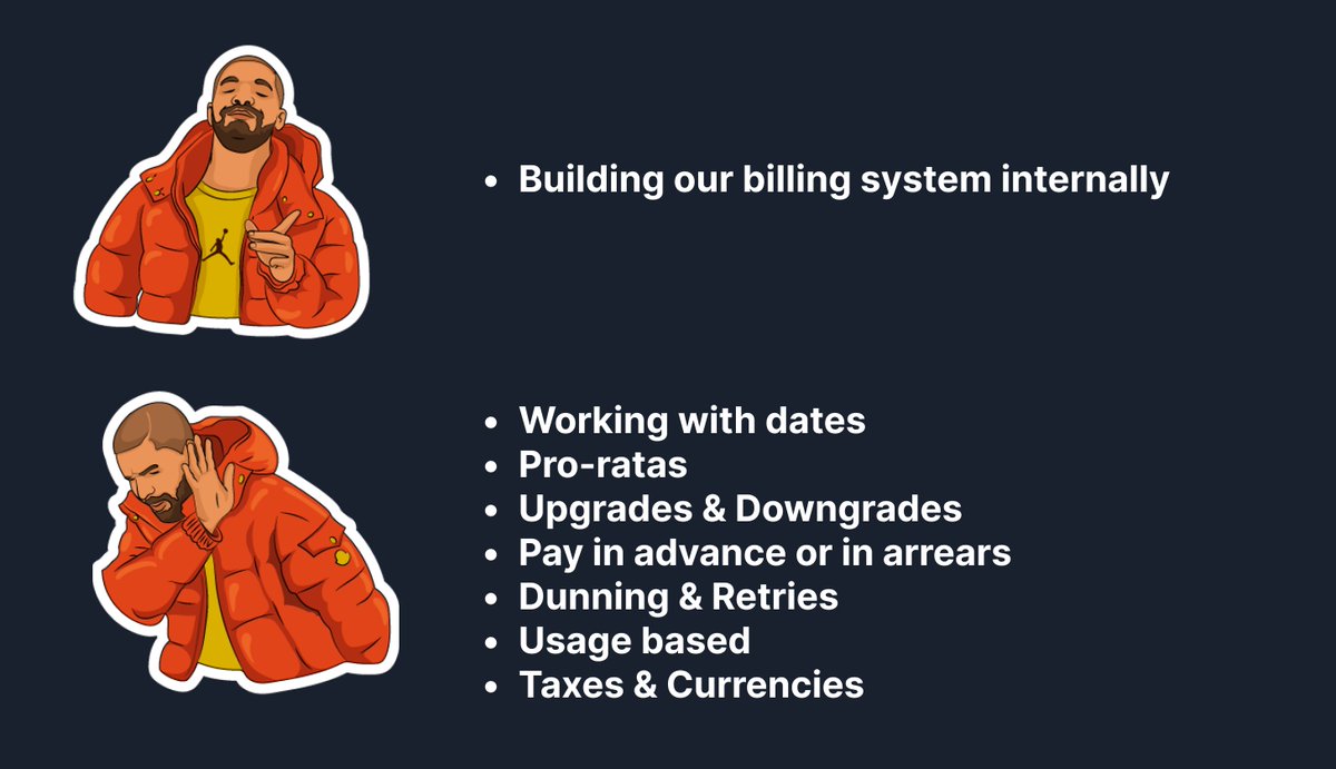 Billing might be way harder than getting pricing right. Why? 

It's an engineering nightmare 🤯

My co-founder <a href="/sarkissianraff1/">Raffi Sarkissian</a>  😣 🤬 😊 gathered insights from: 

@GetQonto: our own experience
<a href="/Scaleway/">Scaleway</a> @Kdeldycke
@Pleo <a href="/arnon86/">🐀 arnon</a>
@Algolia @Segment
<a href="/UpflowHQ/">Upflow</a> <a href="/AlexLouisy/">Alex Louisy</a>

🧵 here: