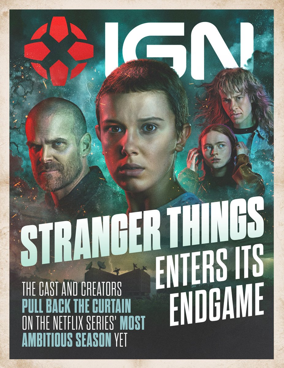 IGN's tweet photo. Stranger Things is entering its endgame. 

The cast and creators give IGN an exclusive look at the series' longest and most ambitious season yet, filled with interviews, exclusive images, and more: https://t.co/LCCNKfDbvV https://t.co/PgvQX7dga6