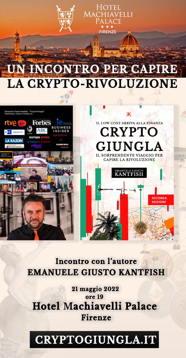 cryptogiungla's tweet photo. CryptoGiungla a Firenze questo sabato! Un evento unico per capire il fenomeno crypto, di bitcoin, della decentralizzazione e per comprendere perché è nato questo movimento globale, la rivoluzione democratica più grande della era digitale. https://t.co/dulQ95Ihzg

Vi aspettiamo! https://t.co/zxzBIN4TqU