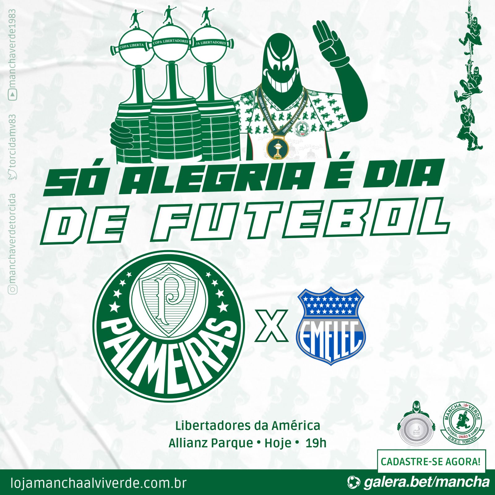 Mancha Verde Botucatu - Somos a Mancha Verde, a mais temida Sigo o meu  Palmeiras por toda a vida Vamos jogar com raça os Jogadores Para ganhar a  taça Libertadorees, Libertadoreeeees ! #