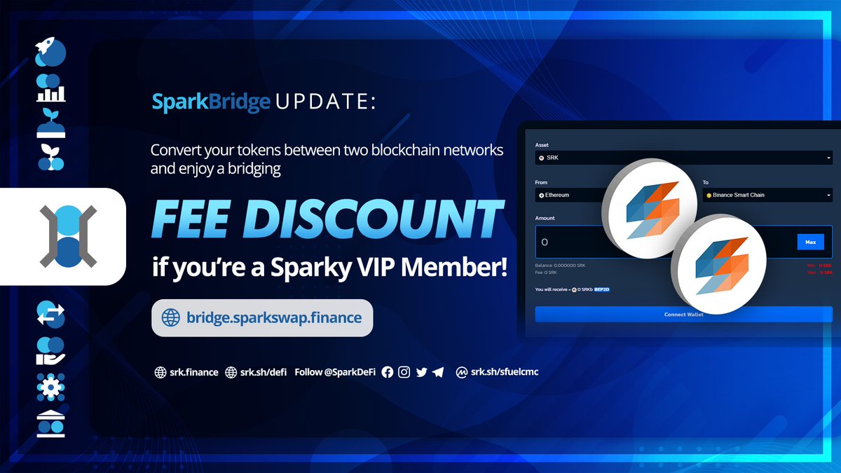 sparkpointio's tweet image. 📢 Hey, #Sparkies! Our #SparkBridge got tuned up!
And here's some good news, #SparkyVIP members are entitled to a bridging FEE DISCOUNT! 🚀
Not a member yet? It's time to become one!
Know the perks and details of this exclusive club here: medium.com/p/-5b5f1e160363