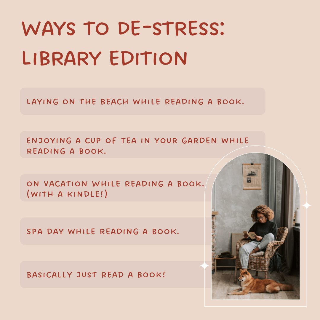 Napa_Library's tweet photo. What ways do you de-stress?
#NapaCountyLibrary #MentalHealthAwarenessMonth #Libraries https://t.co/GxZAuNF5aY