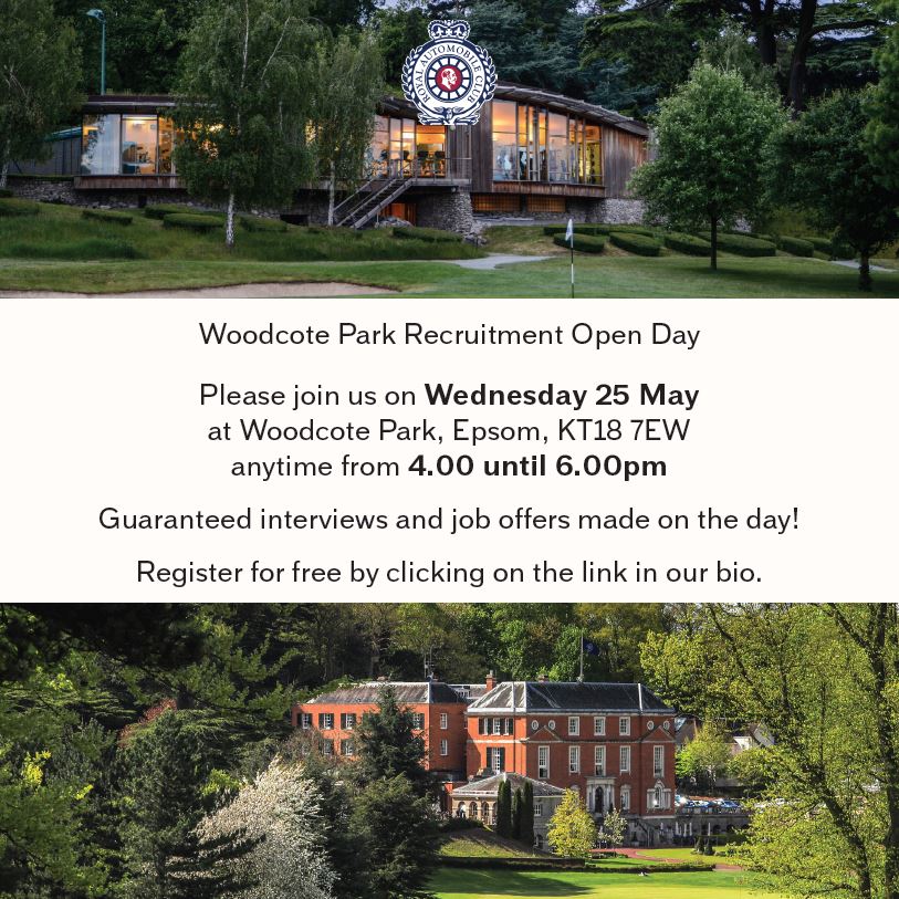 RAClubJobs's tweet photo. We are delighted to be hosting our next Recruitment Open Day at our Woodcote Park clubhouse on Wednesday 25 May. Please come anytime from 4.00 until 6.00pm for a guaranteed interview and, if successful, a job offer made on the day!

Register today! https://t.co/pG7oDDy8f5 today! https://t.co/B4iCs6HYxo