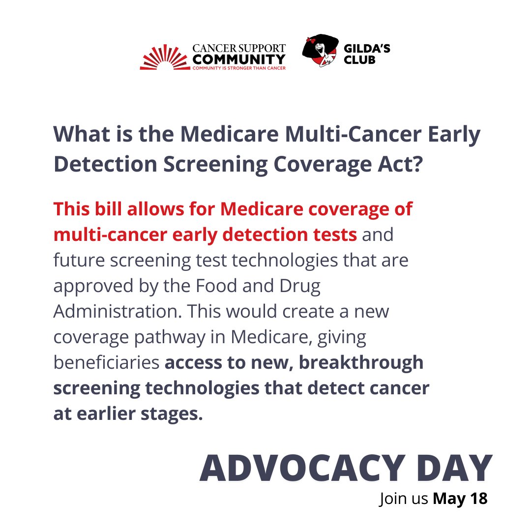 CancerSupportHQ's tweet image. This is your chance to make a difference from the comfort of your own home! Ask your Members of Congress to create a new coverage pathway that gives people on Medicare access to multi-cancer early detection screening tests.
Take action: bit.ly/3FQ9R4T #CSCAdvocacyDay2022