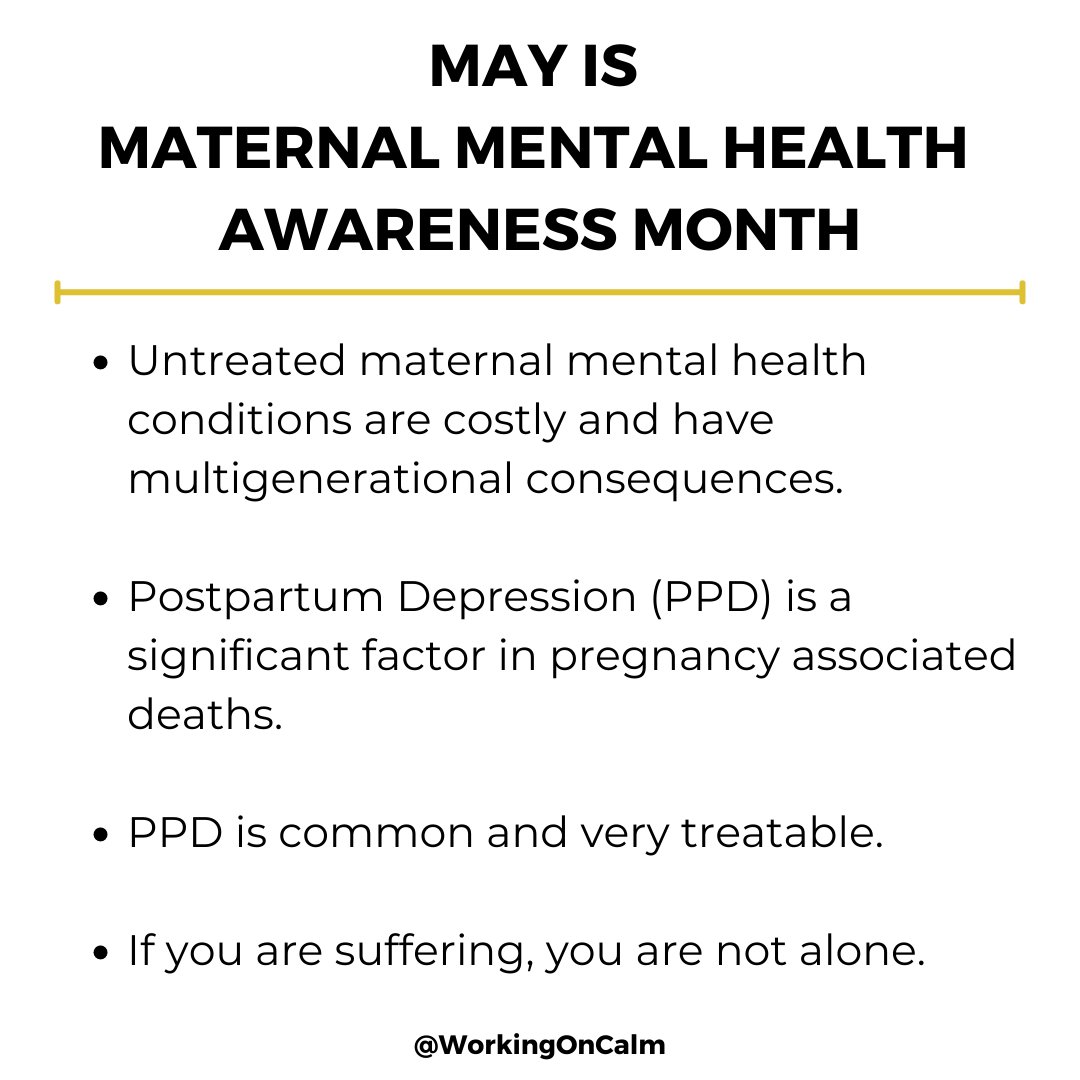 WorkingOnCalm's tweet image. Maternal mental health is an issue near and dear to my heart. If you are suffering, it's important to know you are not alone. 💜

#wellnessmama #medicaltrauma #traumaticbirth #maternalmentalhealth #maternalmentalhealthawareness #nicu