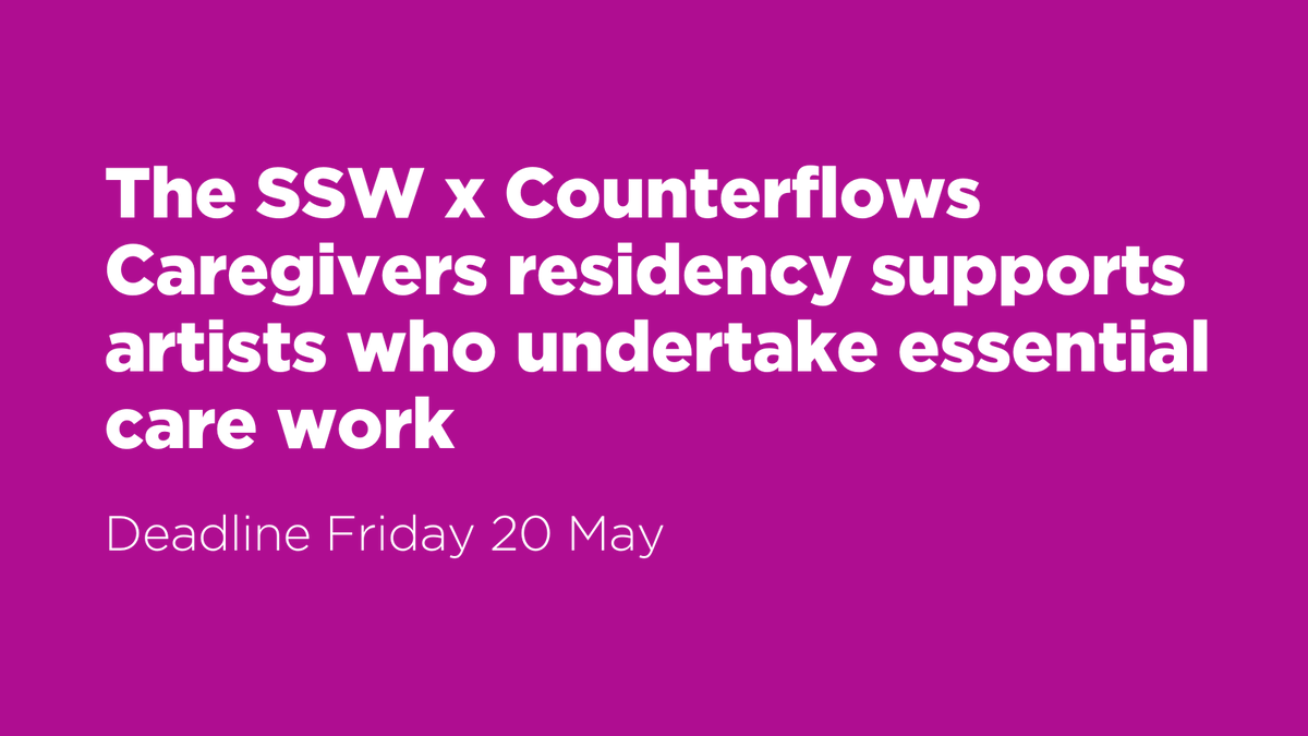 The <a href="/SSWLumsden/">Scottish Sculpture Workshop</a> x <a href="/Counterflows/">Counterflows</a>  Caregivers residency offers artists funding, flexibility, respite and space for self-care, to focus on their own needs and support their development.

Deadline 20 May 🚨

Find out more and apply at: ssw.org.uk/open-call-ssw-…