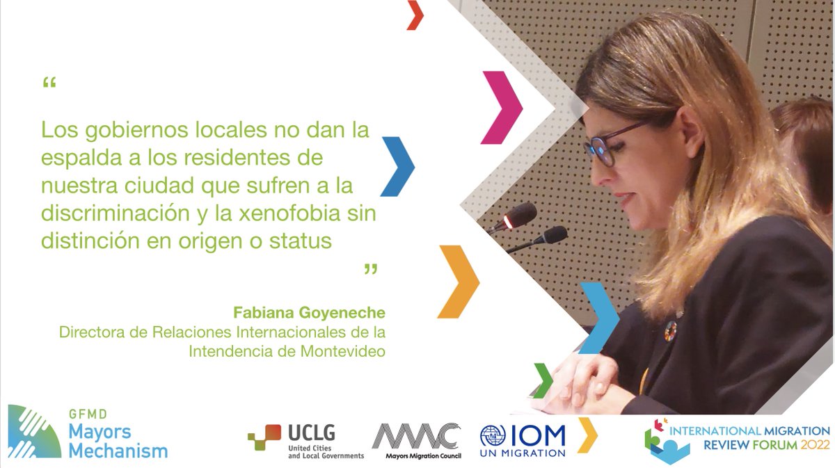 uclg_org's tweet photo. 🔵#CitiesIMRF #Listen2Cities #Call2Action
From #COVID vaccination & subsidies to public participation & place-making, Montevideo’s public policies include all, regardless of status!
At #Migration2022 Roundtable 4,Head of RRII of Montevideo, @Fabigoyen 🗣️ https://t.co/n7UjyvgnlI