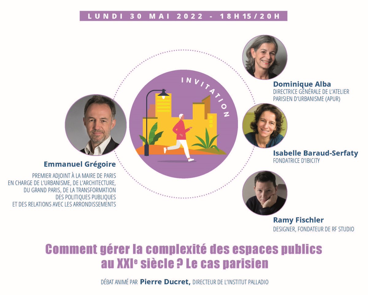 Fondation Palladio (@fpalladio) on Twitter photo “Comment gérer la complexité des espaces publics au XXIe siècle ? Le cas parisien" est le thème du 2e débat public du cycle 2022 de l'Institut Palladio. <a href="/egregoire/">Emmanuel Grégoire</a> sera entouré de #DominiqueAlba, #IsabelleBarraudSerfaty & <a href="/RamyFischler/">Ramy Fischler</a>.
N’attendez plus pour vous inscrire! “Comment gérer la complexité des espaces publics au XXIe siècle ? Le cas parisien" est le thème du 2e débat public du cycle 2022 de l'Institut Palladio. <a href="/egregoire/">Emmanuel Grégoire</a> sera entouré de #DominiqueAlba, #IsabelleBarraudSerfaty & <a href="/RamyFischler/">Ramy Fischler</a>.
N’attendez plus pour vous inscrire!
