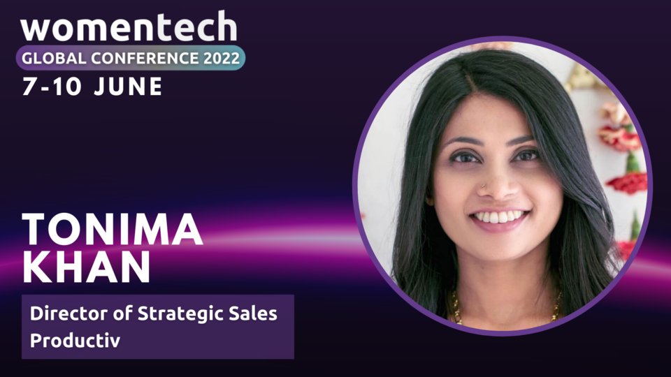 WomenTechNet's tweet photo. 🎤 At #WTGC2022, Tonima Khan at @productivai will talk about #womeinsales battling adversity, and crushing stereotypes, and discuss how to advocate for #change to create a more #inclusiveworkspace.
📍 Find out more here: https://t.co/K10syKEACJ
#womenintech #WomenTechNet https://t.co/BTGnMKLY5S