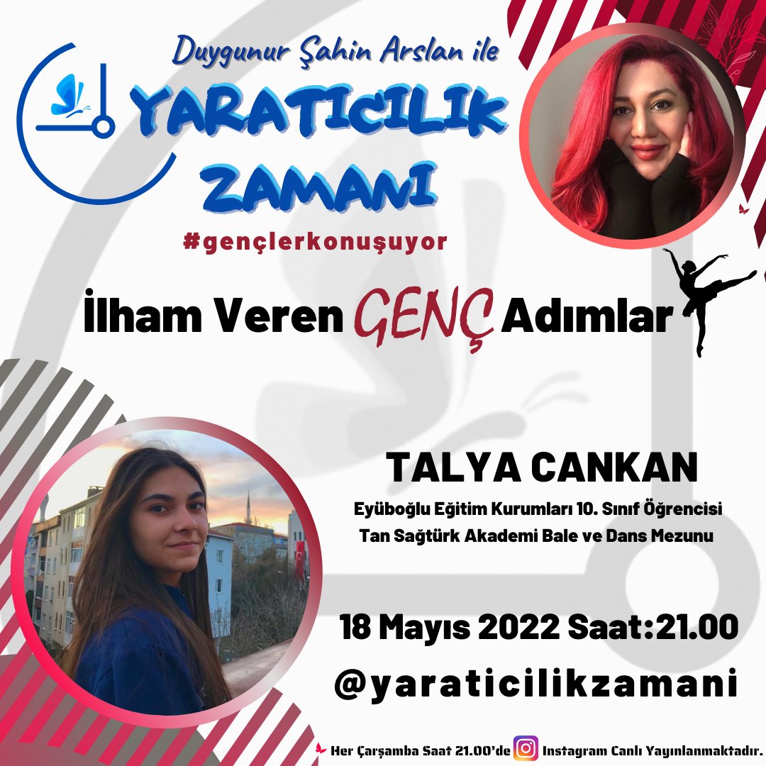 yaraticilikzmn's tweet photo. Bu akşam 🕘21.00’de #gençlerkonuşuyor diyoruz.
Yaratıcı düşünsel süreç ile yol alacağımız #instagram canlı yayınımızda görüşmek üzere.🙌
https://t.co/q1uW6nTFY8
#yaraticilikzamani #yaratıcılık #eğitim #sanat  #eyüboğlu #eğitimeyüboğlu #tansagturkakademi  #ilhamverenadımlar #egt https://t.co/Qo8zHVHkc5