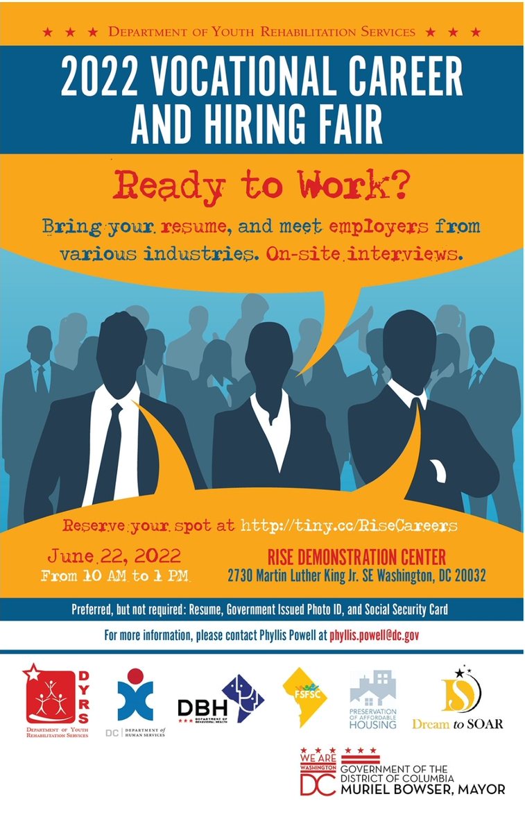 dcyouthserv's tweet photo. 2022 Vocational Career And Hiring Fair! https://t.co/x3UGNfRmwM