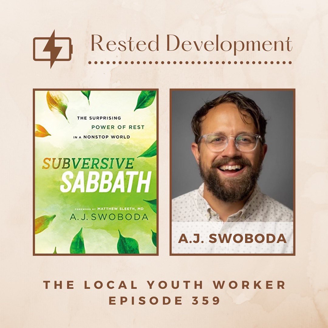 The next episode of The Local Youth Worker is out now featuring Melissa Kruger and Sarah Zylstra. And also the new segment of the podcast, “rested development” is starting featuring AJ Swoboda this week. Go check it out!