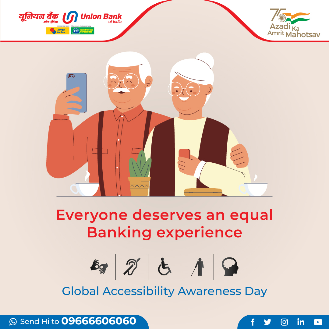 UnionBankTweets's tweet photo. At Union Bank of India, we strive to make banking more accessible for senior citizens and differently-abled customers through our digital products.

#Accessibility #GAAD #UnionBankOfIndia #GoodPeopleToBankWith #AmritMahotsav https://t.co/N4Q5Tm4wLa