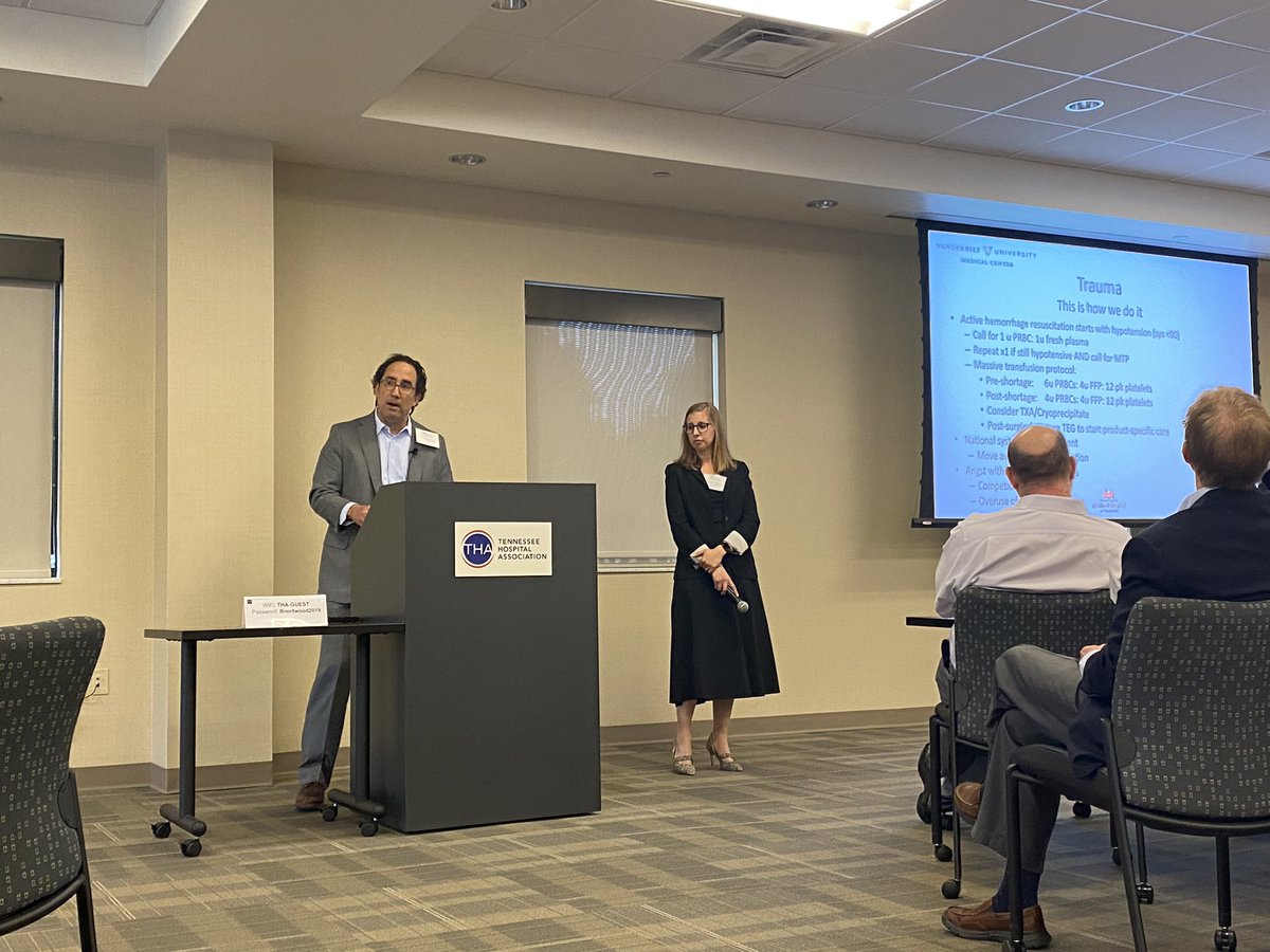 babydocbigdata's tweet photo. Drs. Oscar Guillamondegui and Jennifer Andrews educating us on how VUMC led the charge in creating solutions to address the recent regional blood shortage challenges. @VUMCSurgery @VUMChealth #ACSNSQIP #TSQC https://t.co/iSX4S3YHBl