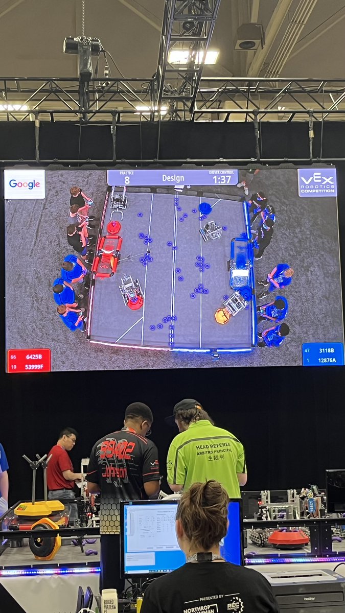 HSSD's tweet image. The Bay Port robotics team recently won five matches at the VEX Robotics Worlds Championship in Texas. They competed among the best robotics teams across the globe in a game called Tipping Point, created by VEX. We are proud of this team!