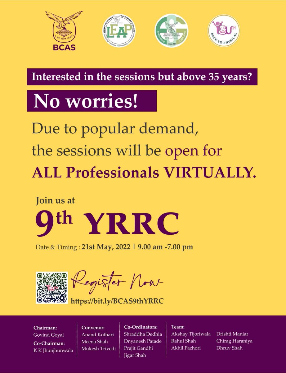 bcasglobal's tweet photo. 9th YRRC - NOW OPEN FOR ALL PROFESSIONALS VIRTUALLY & for ALL PROFESSIONALS BELOW 35 YEARS PHYSICALLY
Register Now, if you haven't already
Register On: https://t.co/OB8yUUYjHF
#Mataverse #BusinessStrategy #DesignThinking
#designthinkingworkshop #YRRC https://t.co/jqLycHAI1t