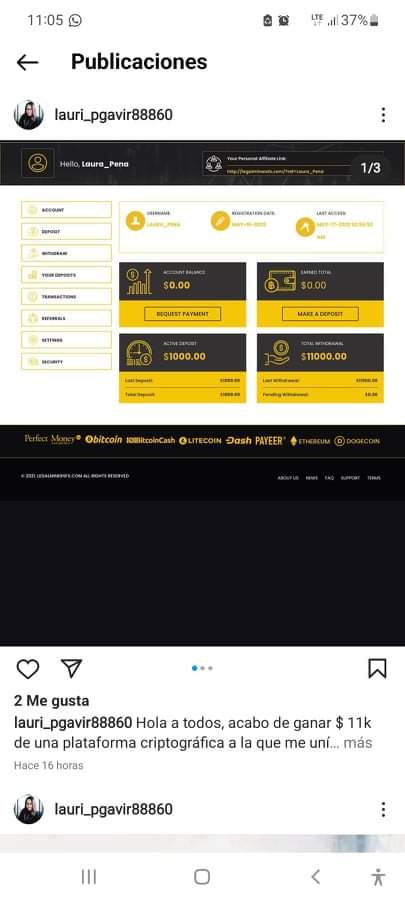 laupg11's tweet photo. @instagram Hola! Me pueden ayudar me han hackeado la cuenta y están publicando y escribiendo a mis contactos para estafar con bitcoin o hackear sus cuentas #instagram #cuentahackeada https://t.co/blZvW8cTTg