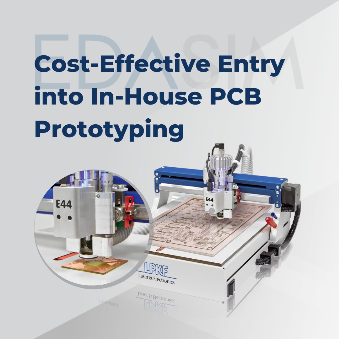 EdasimLlc's tweet photo. The #Protomat E44 offers similar #precision as the #high-speed ProtoMat S-series systems, but is limited to the essentials. Check: https://t.co/A8CyM0K5ix or contact us to edasim@edasim.com #inhouseprototyping #electronics #PCBprototyping #smartsolution #efficiency #CircuitPro https://t.co/GigPnbYa33