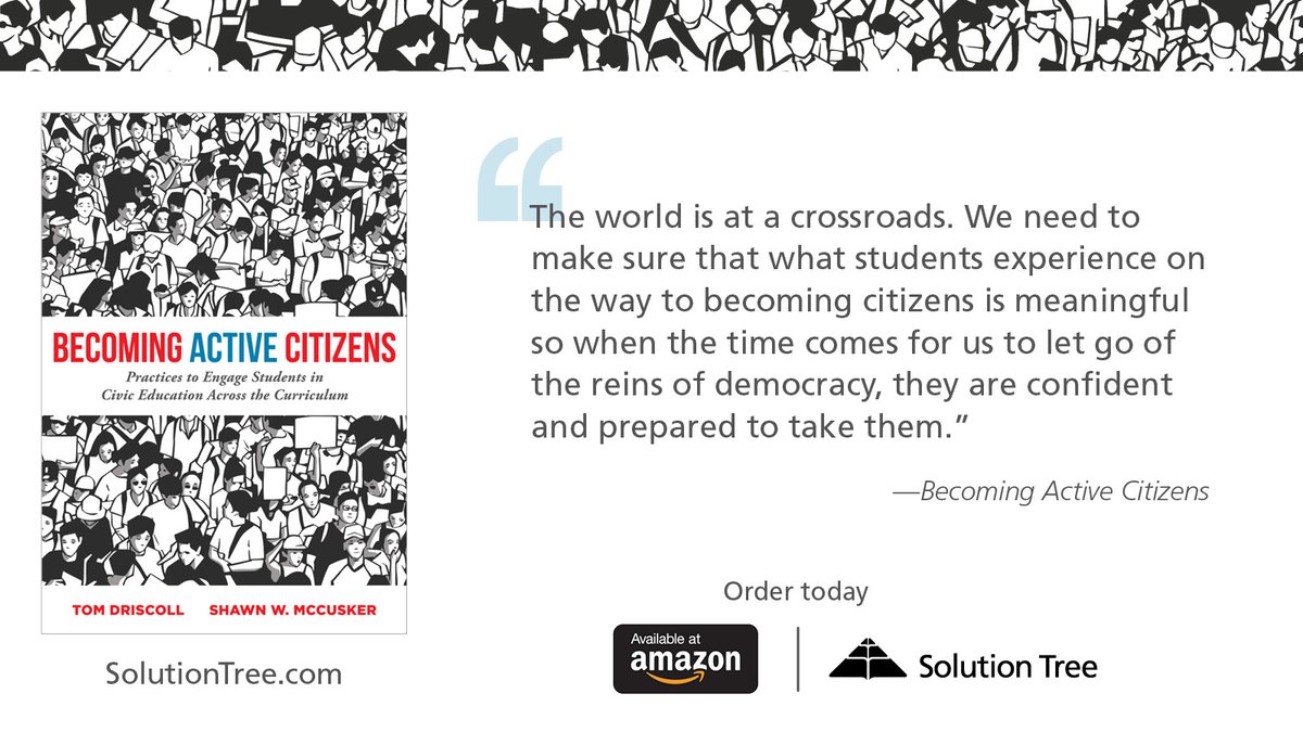 SolutionTree's tweet photo. Prepare students to participate in civic discourse while creating a positive classroom culture.

Becoming Active Citizens: Practices to Engage Students in Civic Education Across the Curriculum by @TomDriscollEDU &amp; @ShawnMcCusker is available now.

📚: https://t.co/osNSBT8WaI https://t.co/SJCWcp45cw