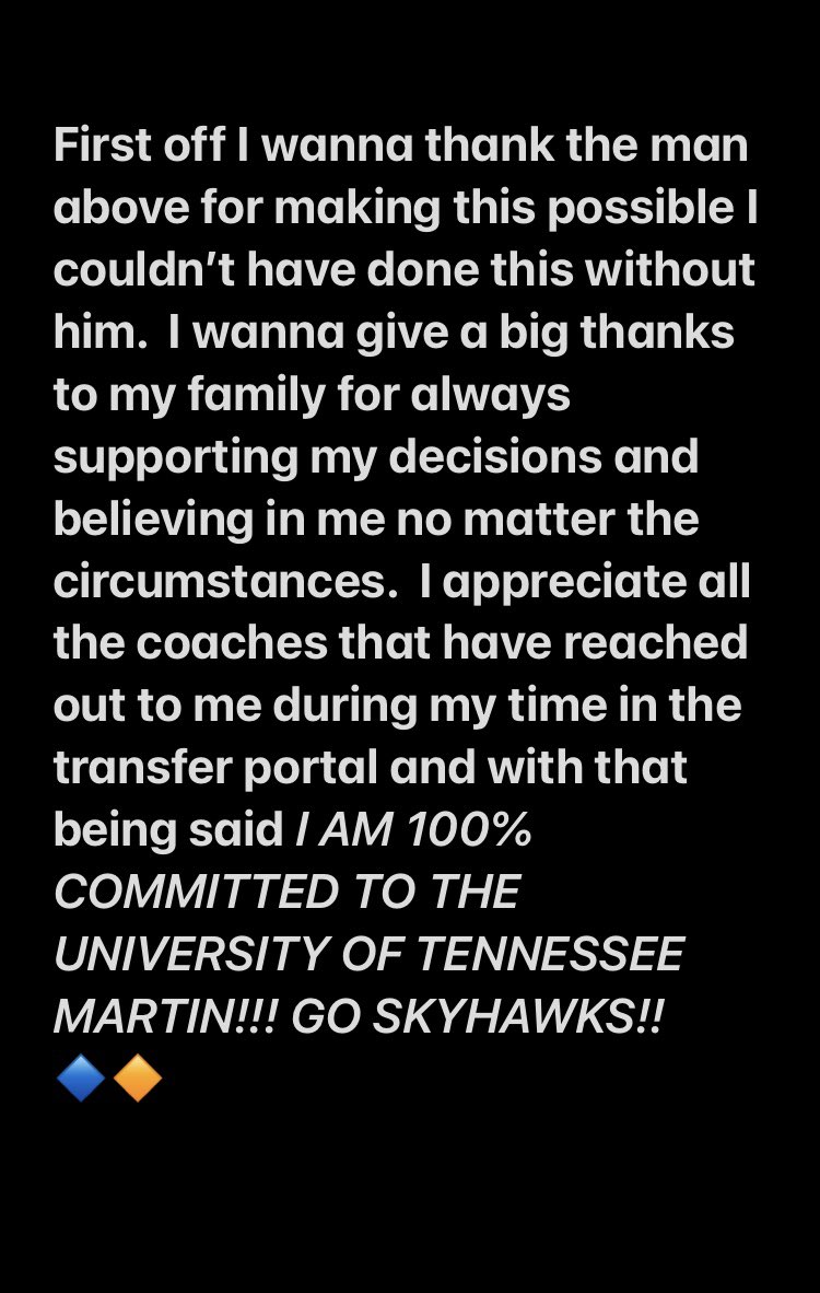 Dmarius56MLB's tweet photo. Committed. ✍🏽 #WinnersWearBlue @CoachKBannon @UTM_FOOTBALL https://t.co/JfbKkFw2SS