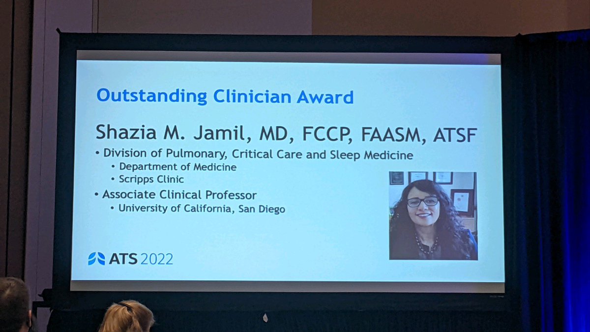 Very humbled to receive American Thoracic Society Outstanding Clinician Award @atscommunity, #ATS2022; truly indebted to outstanding education/training received at St. Joseph College, Aga Khan Med School @AKUglobal, Pakistan @AKUAANA, USC @LACUSCMedCenterUCSD #ucsdpccm! ThankYou