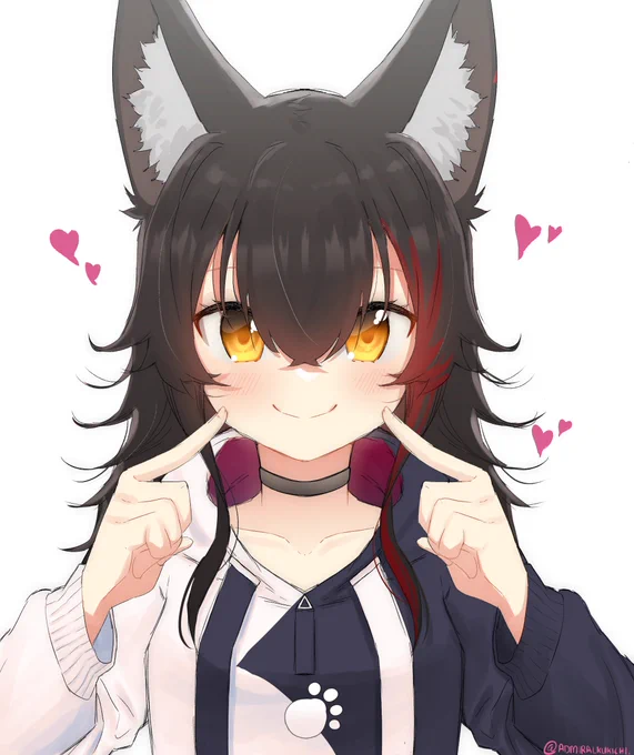 オオカミを描くのが恋しいです。 最近仕事で忙しい
 貴重な笑顔
#みおーん絵 