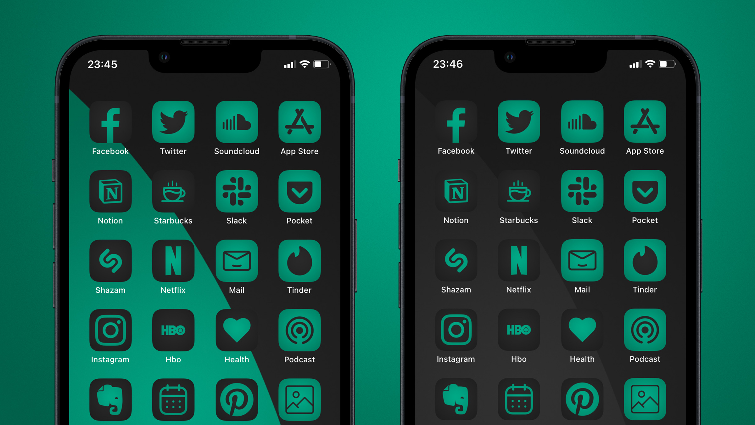 Pinicon Green And Black App Icons Ios 15 Home Screen Ideas Emerald Green Theme Pack Includes 400 Aesthetic App Icons 24 Photo Widgets 12 Light Amp