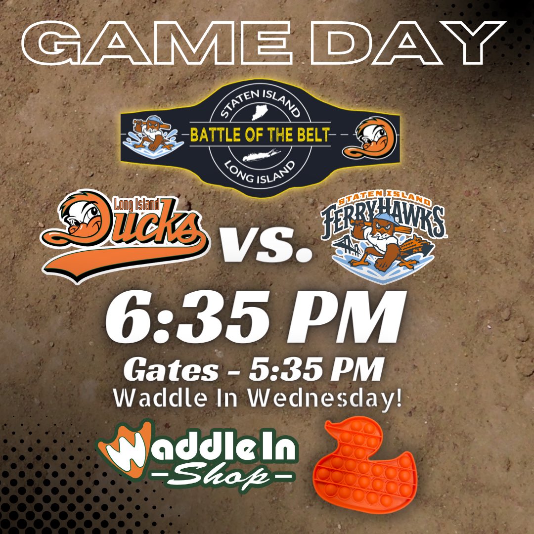 LIDucks's tweet photo. Tonight we take on the @FerryHawks in the middle game of a three-game series!
It is #WaddleInWednesday at the ballpark! Fans can purchase Rubber Duckie Pop Its for just $10 (normally $12) in the Waddle In Shop throughout the ballgame.
๐ฐ: https://t.co/6fV8oClQN3 https://t.co/1eJZlj9B2x