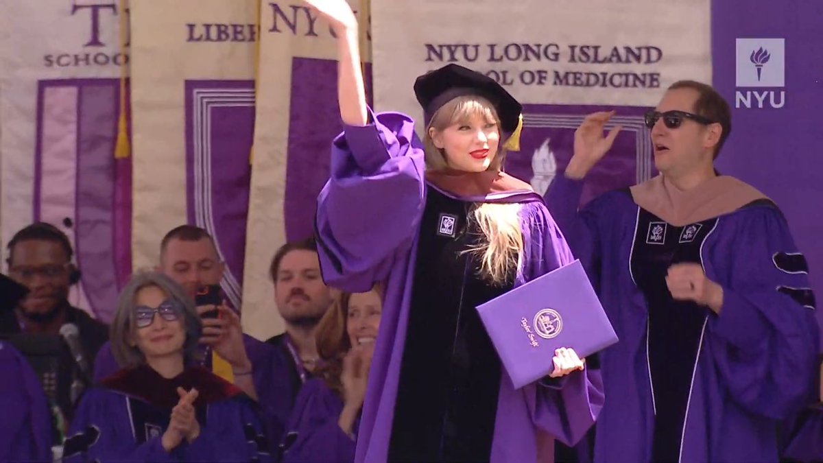 Doctor Taylor Alison Swift receiving her honorary doctorate from New York University.