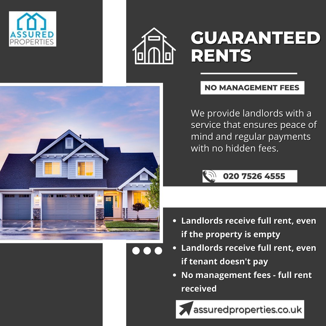 AssuredProp's tweet image. Landlord will be in receiving the guaranteed rent on the same day each month without fail.

assuredproperties.co.uk/guaranteed-ren…

#rent #guaranteedrent #guaranteedrentscheme #landlord #assuredproperties #london #propertymaintenance #propertymanagement #maintenanceservices