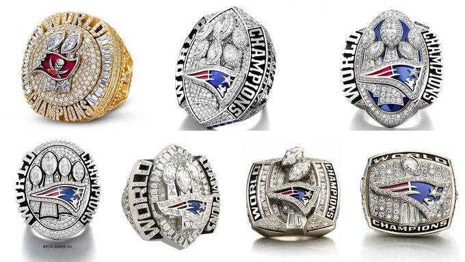 nflrums's tweet photo. Some people collect stamps and some baseball cards. Tom Brady collects rings. https://t.co/QMbQBiDgL5