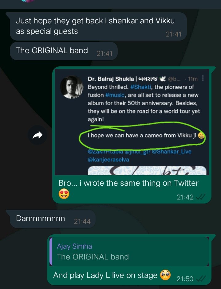 balrajshukla's tweet photo. Dear @ZakirHtabla, @jmcl_gtr, @Shankar_Live, @TheShenkar, @kanjeeraselva... Just to let you know in some part of India, me and my friend @ajaysimhatj are going absolutely bonkers over the fact that #Shakti is making a comeback 😂😍
@abstractlogix https://t.co/bC94jKrAMw