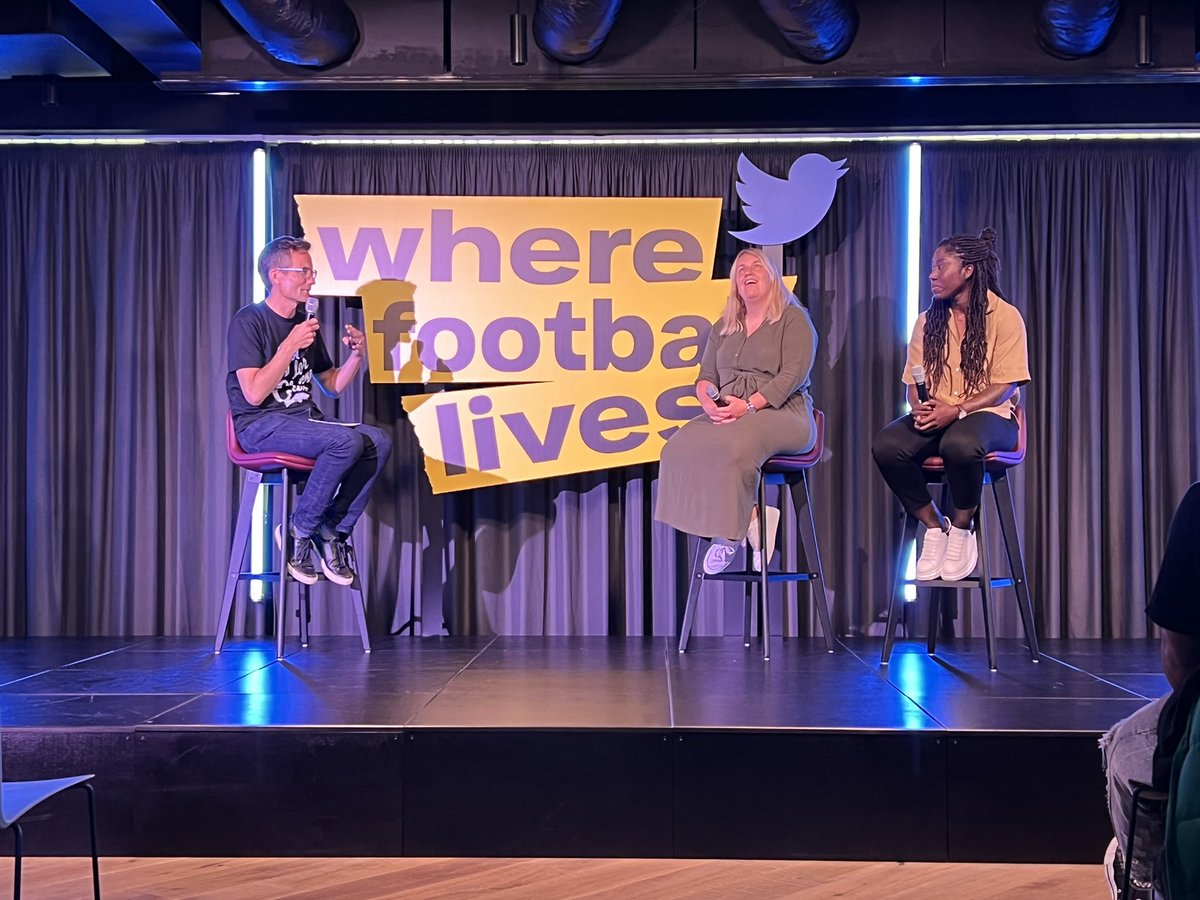 Great Q&amp;A with @Emmahayes <a href="/NicenNeetz/">Anita Asante</a> at #WhereFootballHappens Event