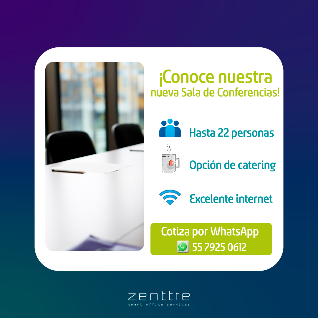 zenttre's tweet photo. ¿Buscas el lugar ideal para tus conexiones en zoom? 💻  Nuestra nueva #SaladeConferencias es una excelente opción. ✅  ¡Solicita ya mismo una cotización a tu medida vía WhatsApp! 📲  55 7925 0612 https://t.co/pbiZLlR2ML