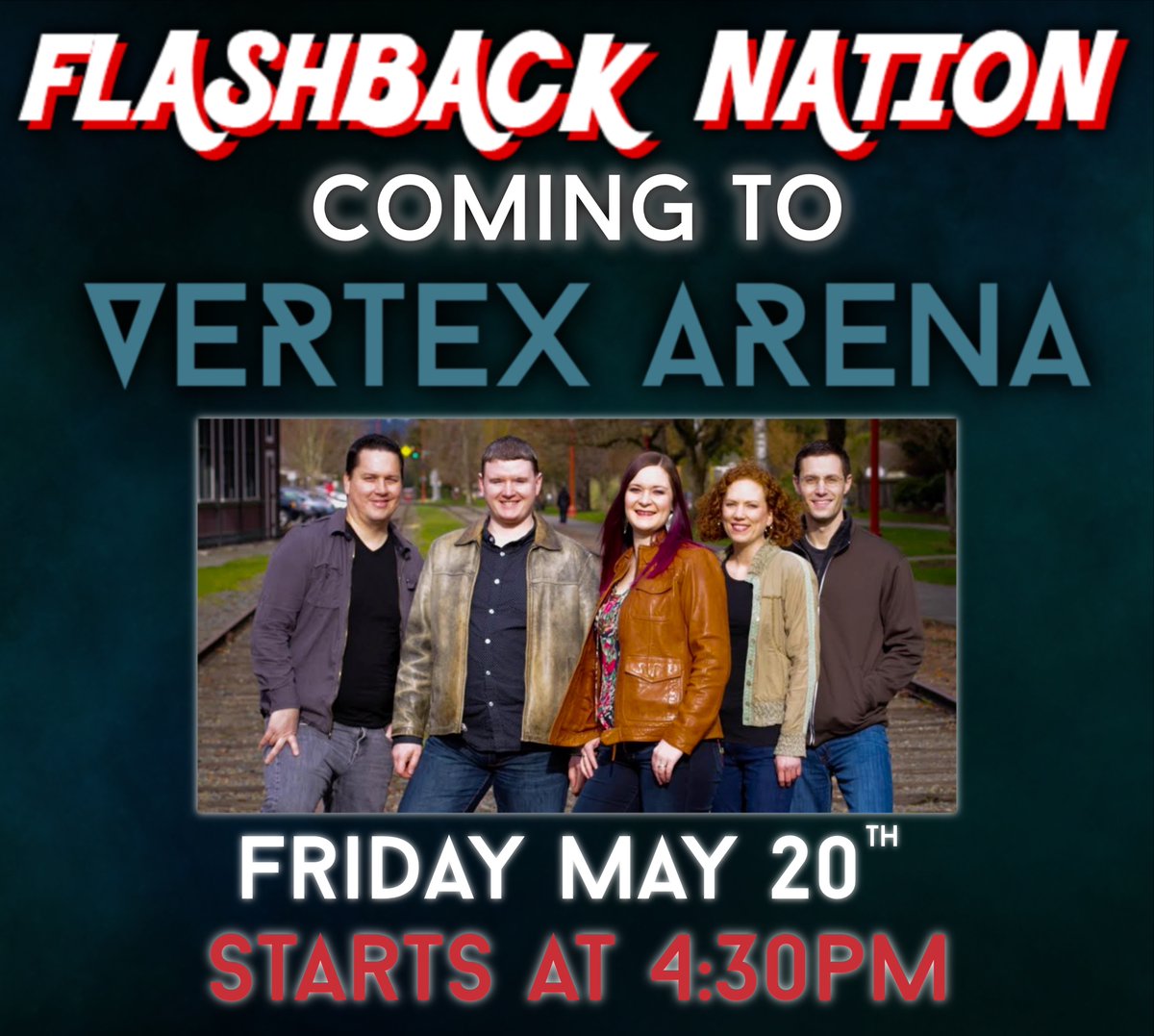 vertexarena's tweet photo. ⭕️ Event Alert ⭕️
Free live music coming to #vertexarena on May 20th from 4:30-6:30.
Bring the whole family to enjoy some throwback covers courtesy of Flashback Nation 
No purchase necessary, come on over and join the party! https://t.co/FYW9KXjfnz