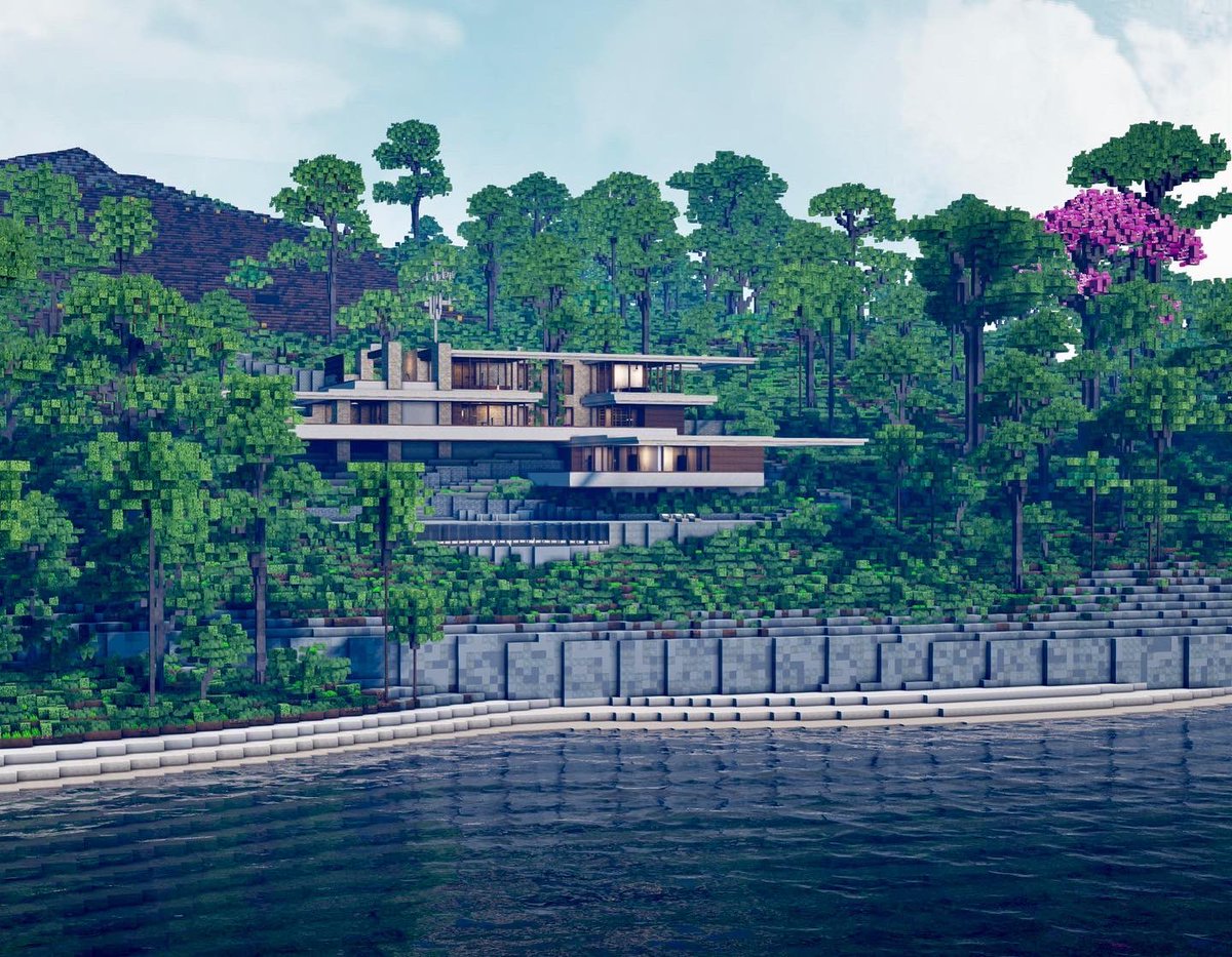 WoKServer's tweet image. Tropical modern cliff-side house

Inspired by Fallingwater by Frank Lloyd Wright.

Built: GucciPeppaPig 

Terrain: Nggy
Amazing trees: Elias

/warp costaparaiso
/tppos 1735 90 22467 

#architecture #keralis #modern #minecraft #minecraftbuilds #worldofkeralis #mcbuilds #mc