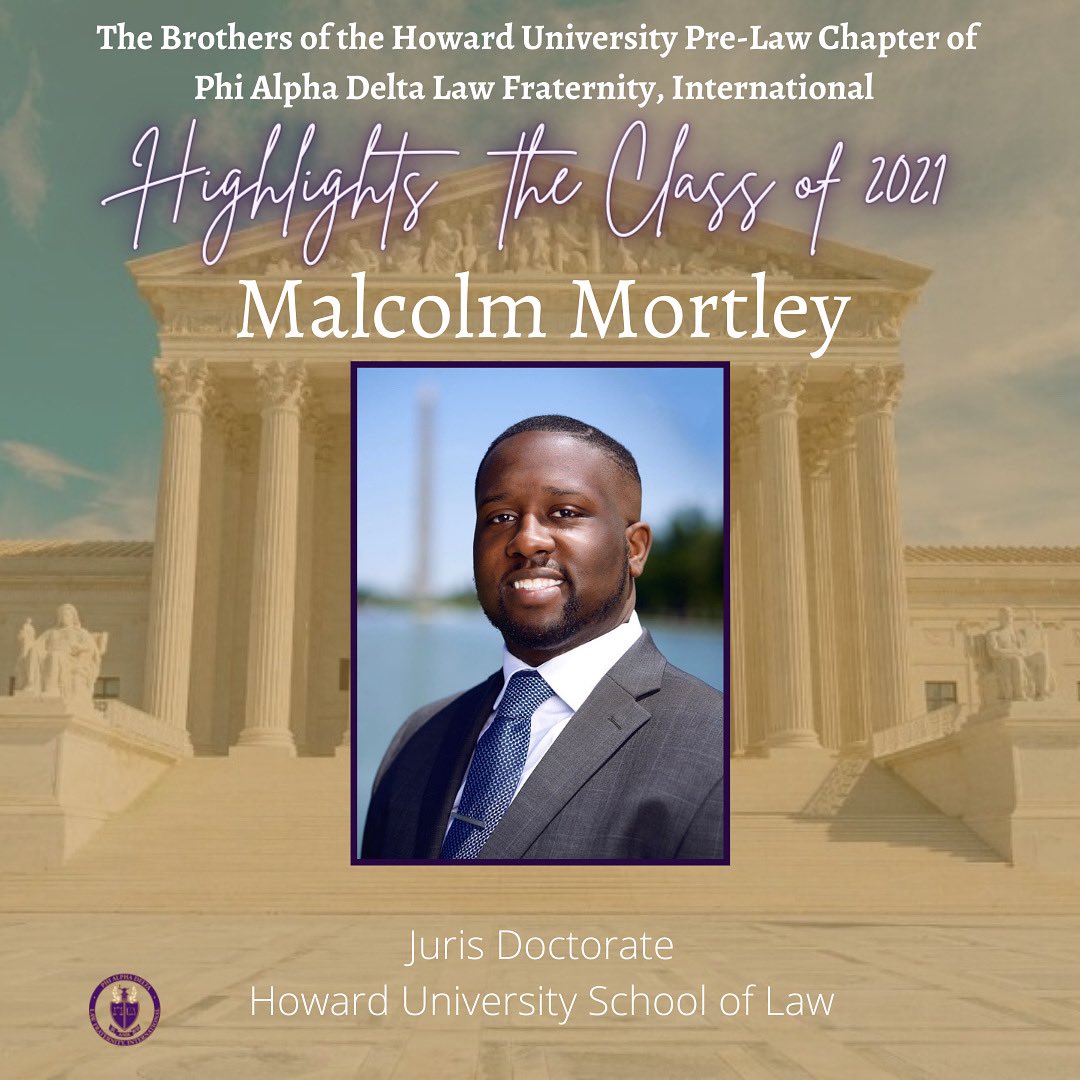 PADHoward's tweet photo. The Brothers of The Howard University Pre-Law Chapter of Phi Alpha Delta Law Fraternity, International would like to highlight Brother, Malcolm Mortley. Brother Mortley is currently an Assistant District Attorney in Queens. https://t.co/9zueEfcvoQ